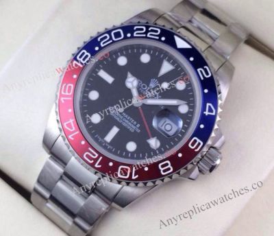 Copy Rolex GMT Master II Watch Red Blue Bezel ETA2836